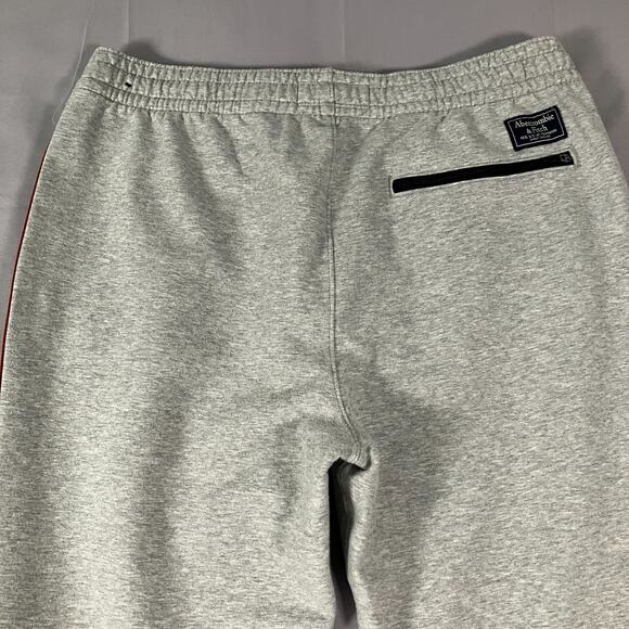 Abercrombie & Fitch Gray Jogger Sweatpants Men’s Large Red Stripe Trim - Picture 10 of 13